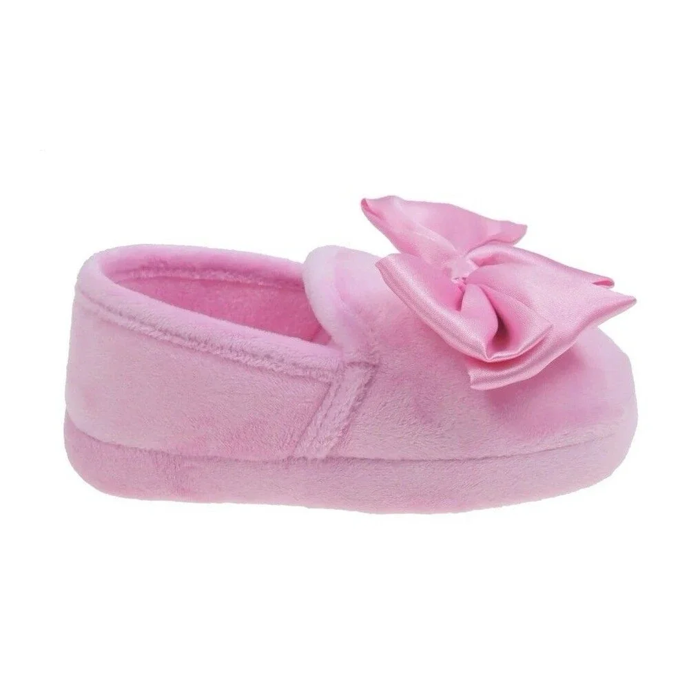 Wonder Nation Toddler Girls Slippers-Pink-Bow-Size 7-8  NWT‎